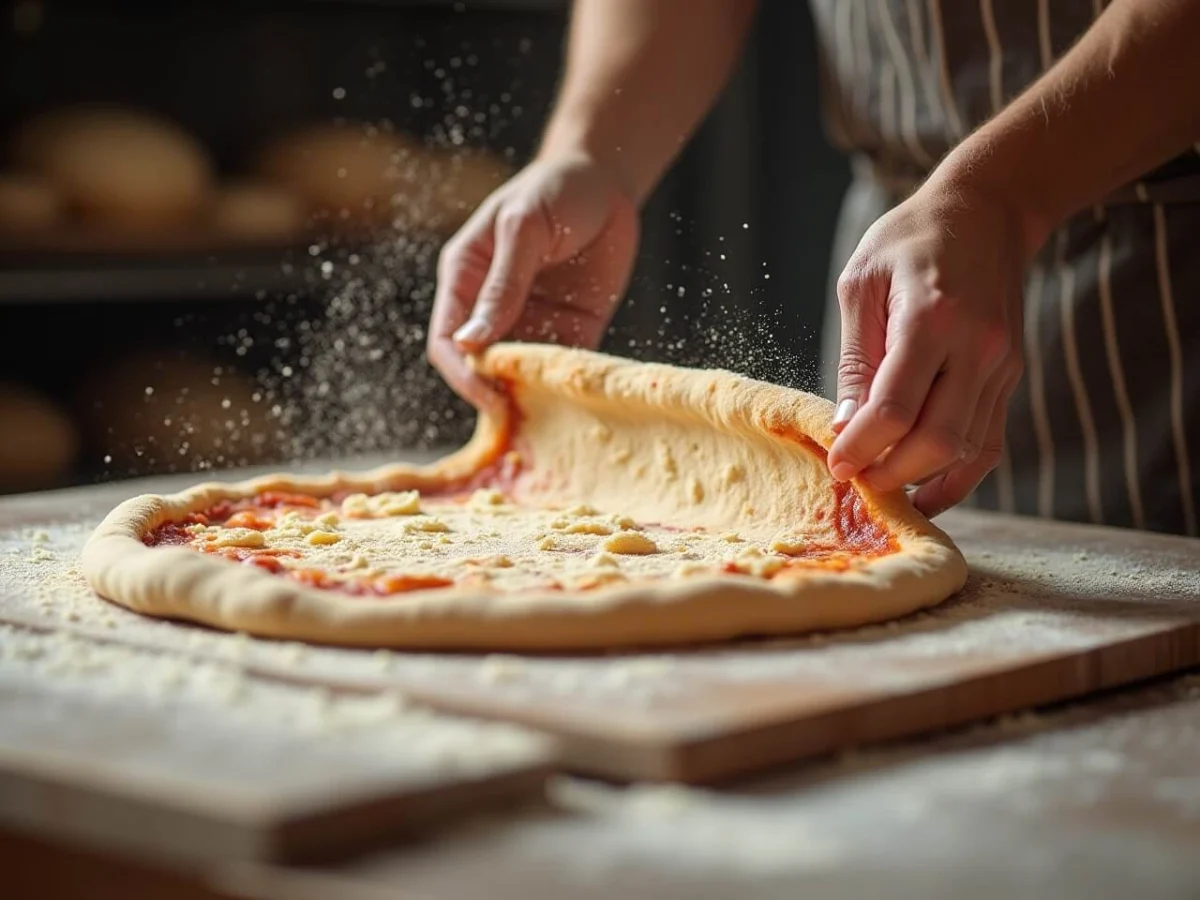 Proceso del cocinado de una pizza